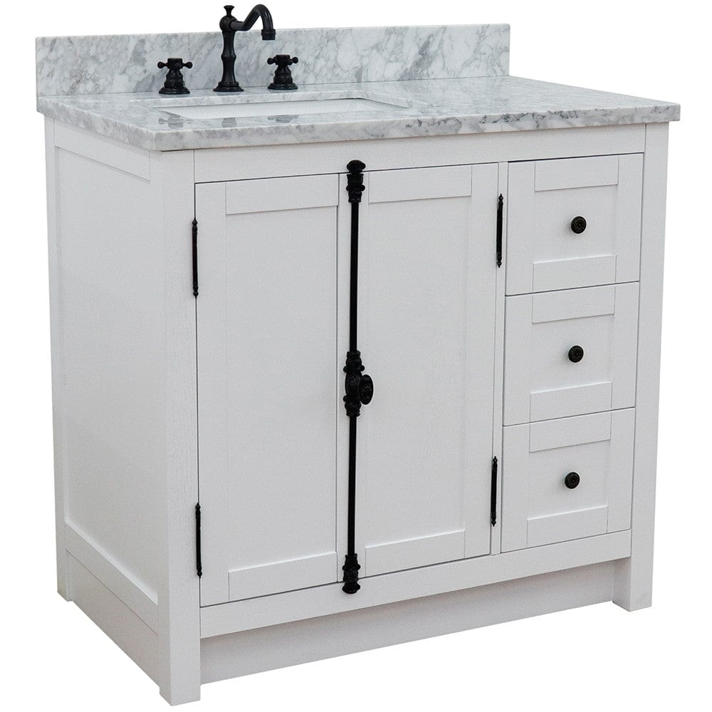 Bellaterra 37" Single vanity in Glacier Ash Finish - Left doors/Left Sink 400100-37L-GA