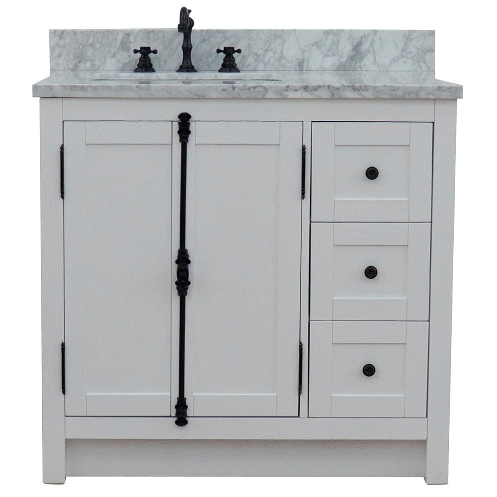 Bellaterra 37" Single vanity in Glacier Ash Finish - Left doors/Left Sink 400100-37L-GA