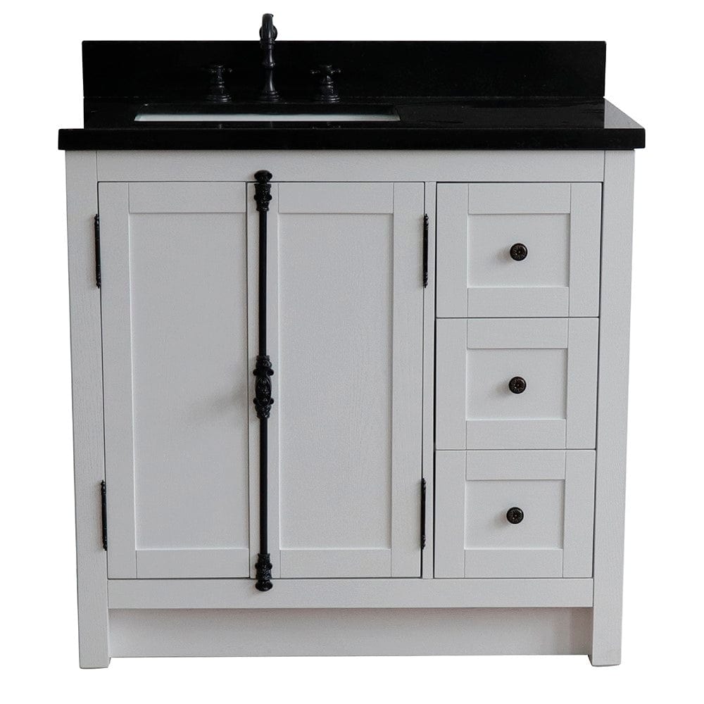 Bellaterra 37" Single vanity in Glacier Ash Finish - Left doors/Left Sink 400100-37L-GA