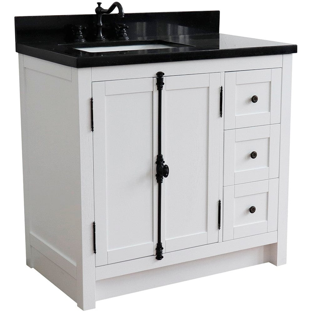Bellaterra 37" Single vanity in Glacier Ash Finish - Left doors/Left Sink 400100-37L-GA
