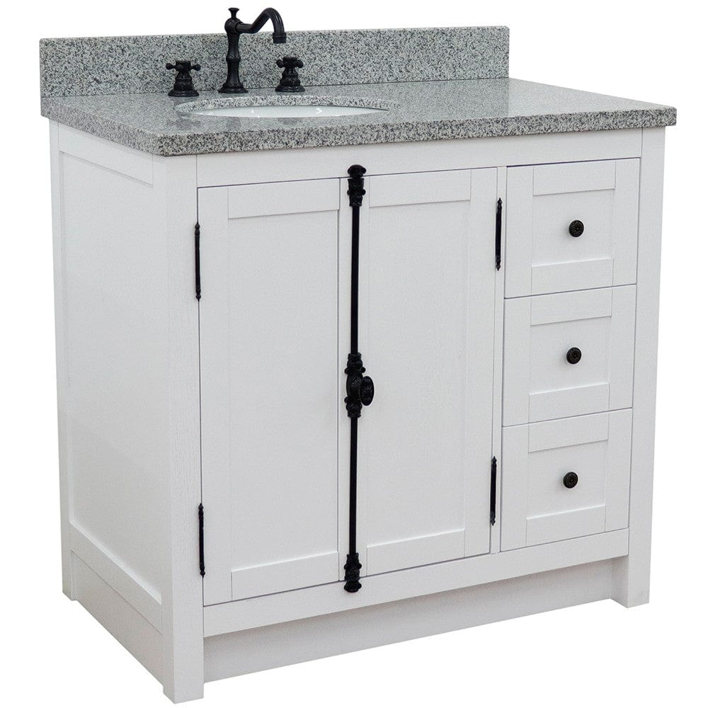 Bellaterra 37" Single vanity in Glacier Ash Finish - Left doors/Left Sink 400100-37L-GA
