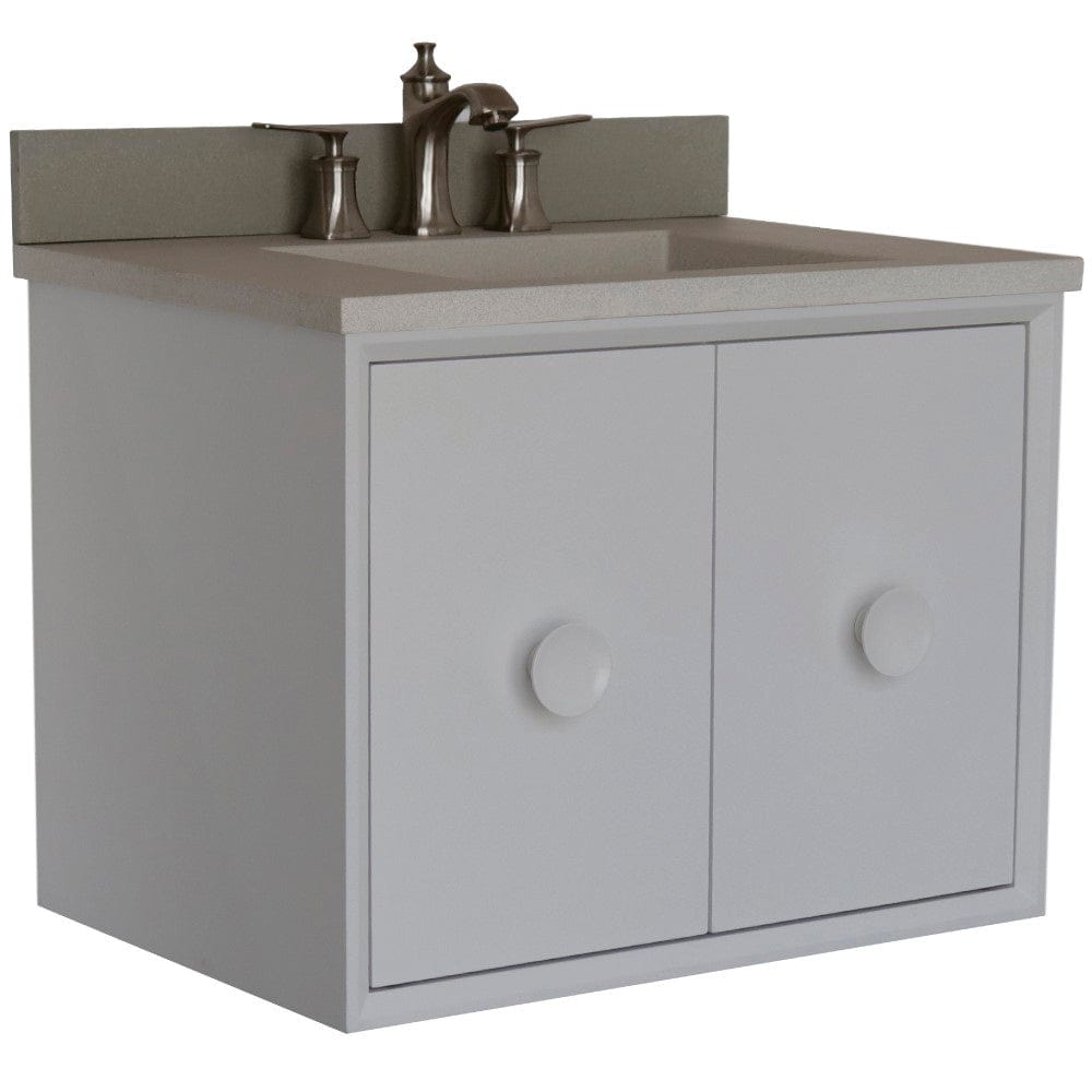 Bellaterra 31" Single Vanity in White Finish with Concrete Top and Rectangle Sink