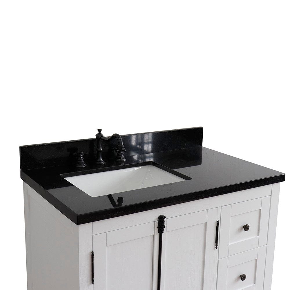 Bellaterra 37" Single vanity in Glacier Ash Finish - Left doors/Left Sink 400100-37L-GA