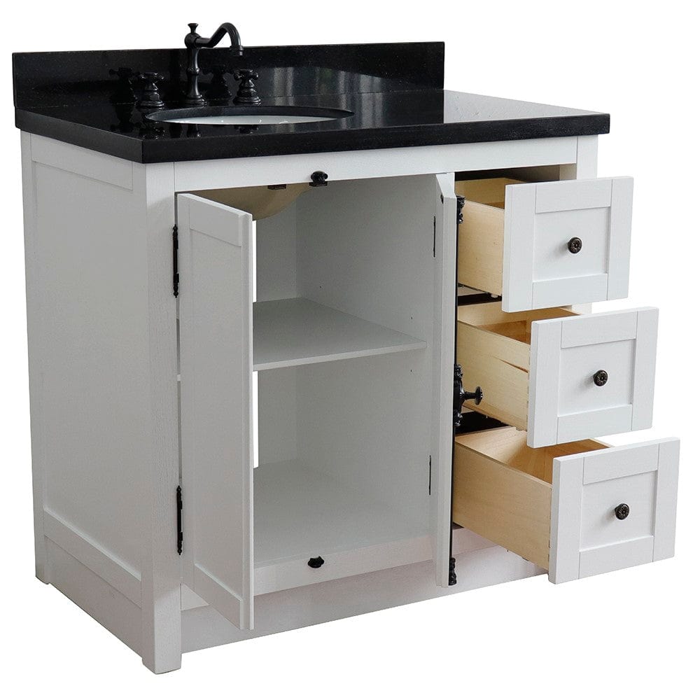 Bellaterra 37" Single vanity in Glacier Ash Finish - Left doors/Left Sink 400100-37L-GA