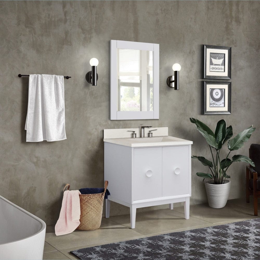 Bellaterra 31" Single Vanity in White Finish with Concrete Top and Rectangle Sink