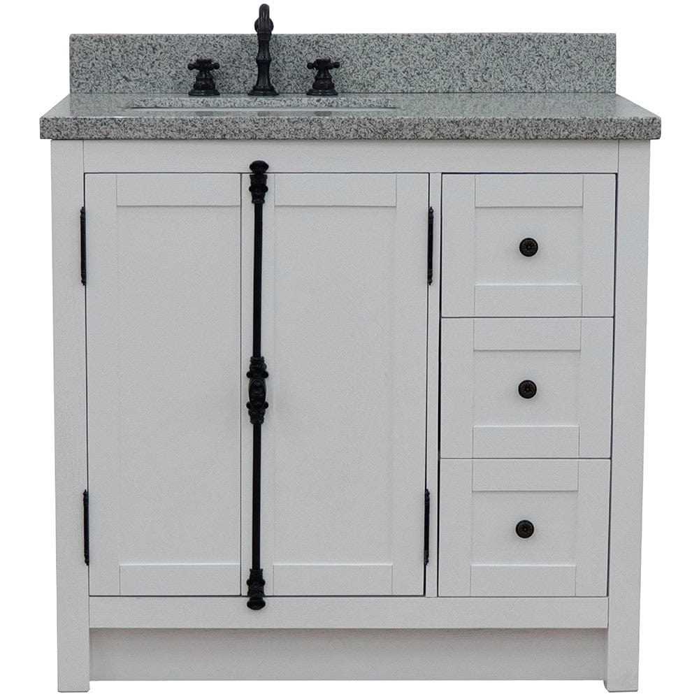 Bellaterra 37" Single vanity in Glacier Ash Finish - Left doors/Left Sink 400100-37L-GA