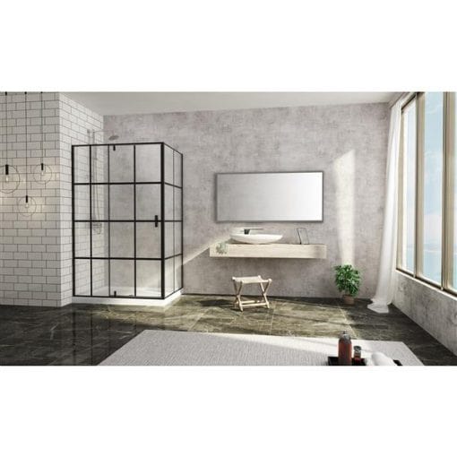 A&E Bath & Shower Taylor Bath Screen Shower Enclosure – 48-in – Black Matte