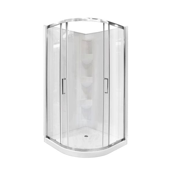 A&E Bath & Shower Limon White 76-in x 38-in x 38-in Neo-Round Corner Shower Kit – 3-piece