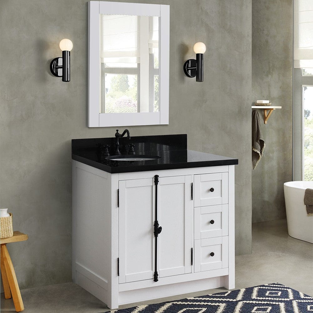 Bellaterra 37" Single vanity in Glacier Ash Finish - Left doors/Left Sink 400100-37L-GA