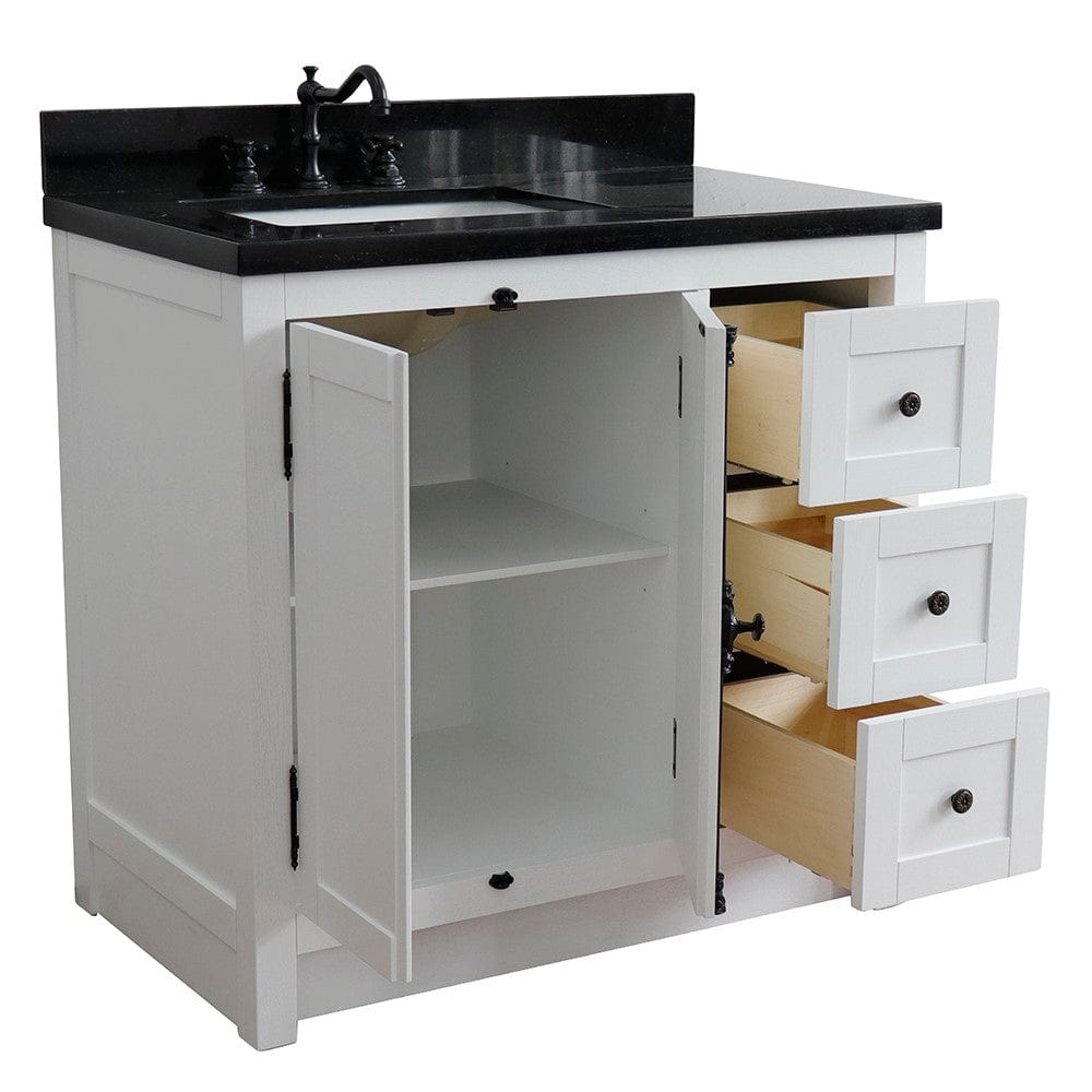 Bellaterra 37" Single vanity in Glacier Ash Finish - Left doors/Left Sink 400100-37L-GA