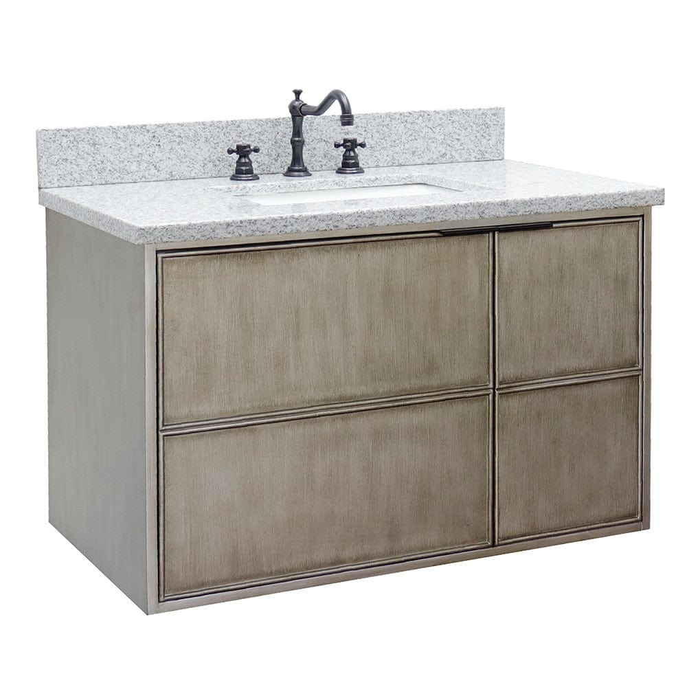 Bellaterra 37" Single Wall Mount Vanity in Linen Brown Finish