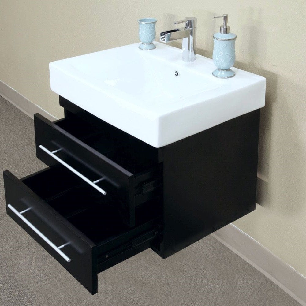 Bellaterra 48.5 in Double wall mount style sink vanity-wood-black 203102-D