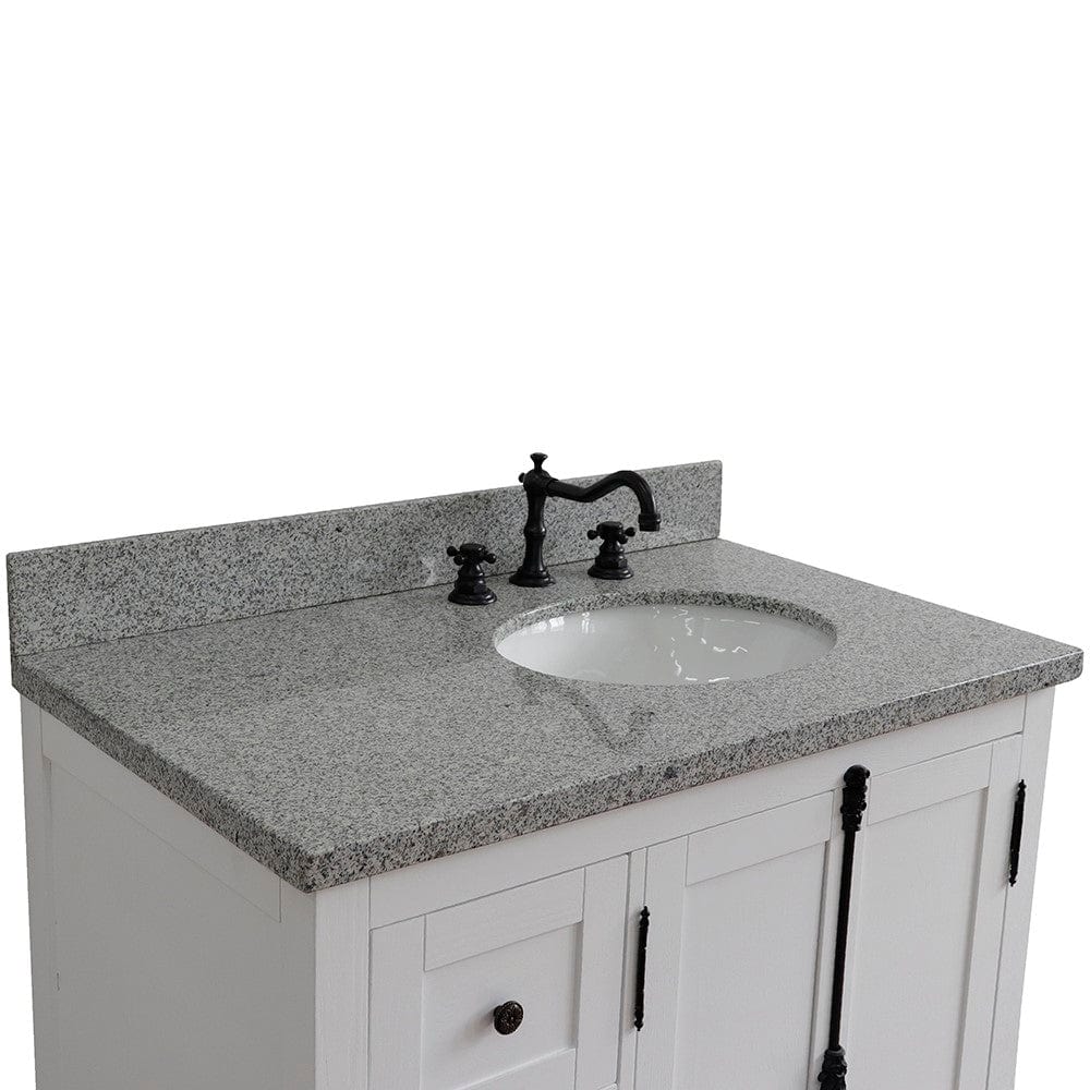 Bellaterra 37" Single vanity in Glacier Ash Finish - Right doors/Right Sink 400100-37R-GA