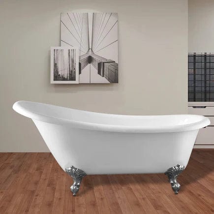 Vanity Art 67" x 30" Freestanding Acrylic Bathtub Modern Stand Alone Soaking Tub VA6910