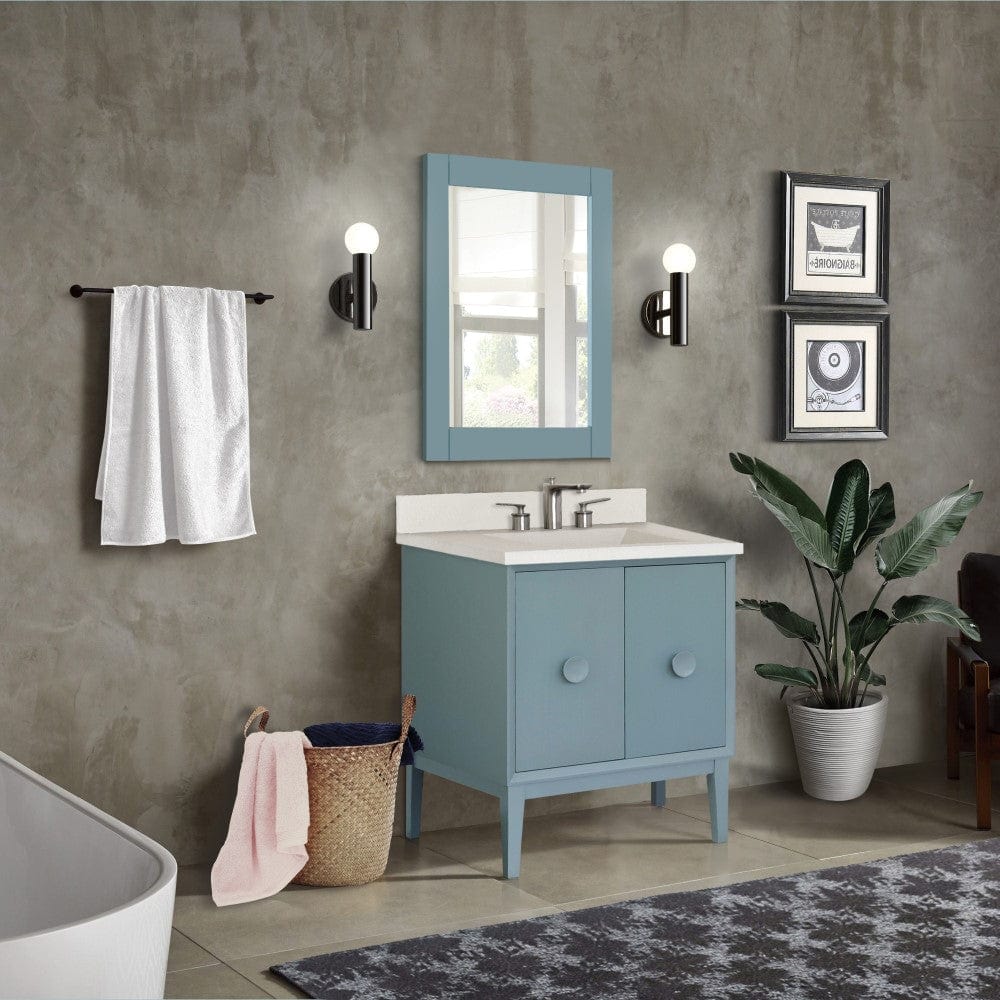 Bellaterra 31" Single Vanity in Aqua Blue Finish with Concrete Top and Rectangle Sink