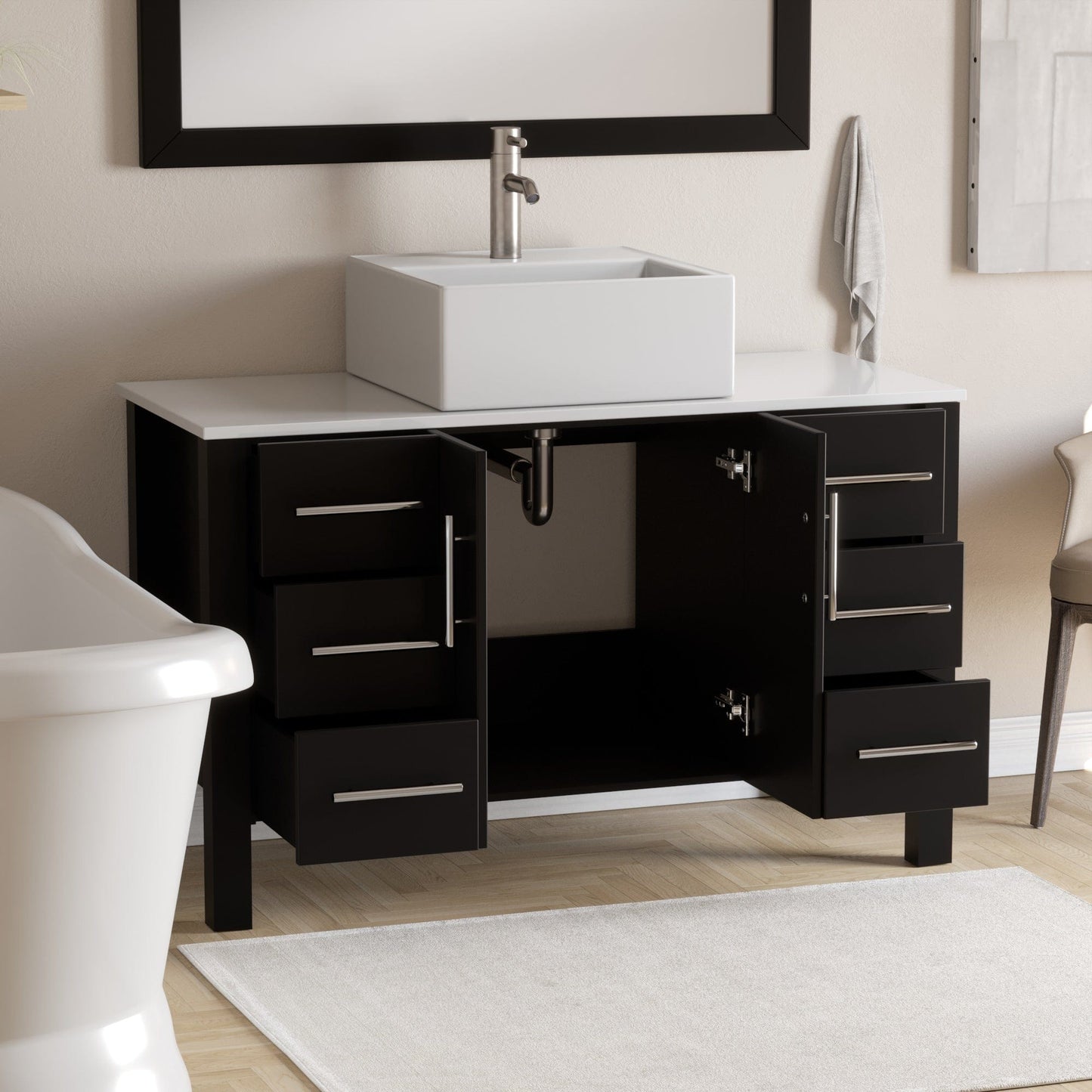 Cambridge Plumbing Complete 48-Inch Espresso Bathroom Vanity Set