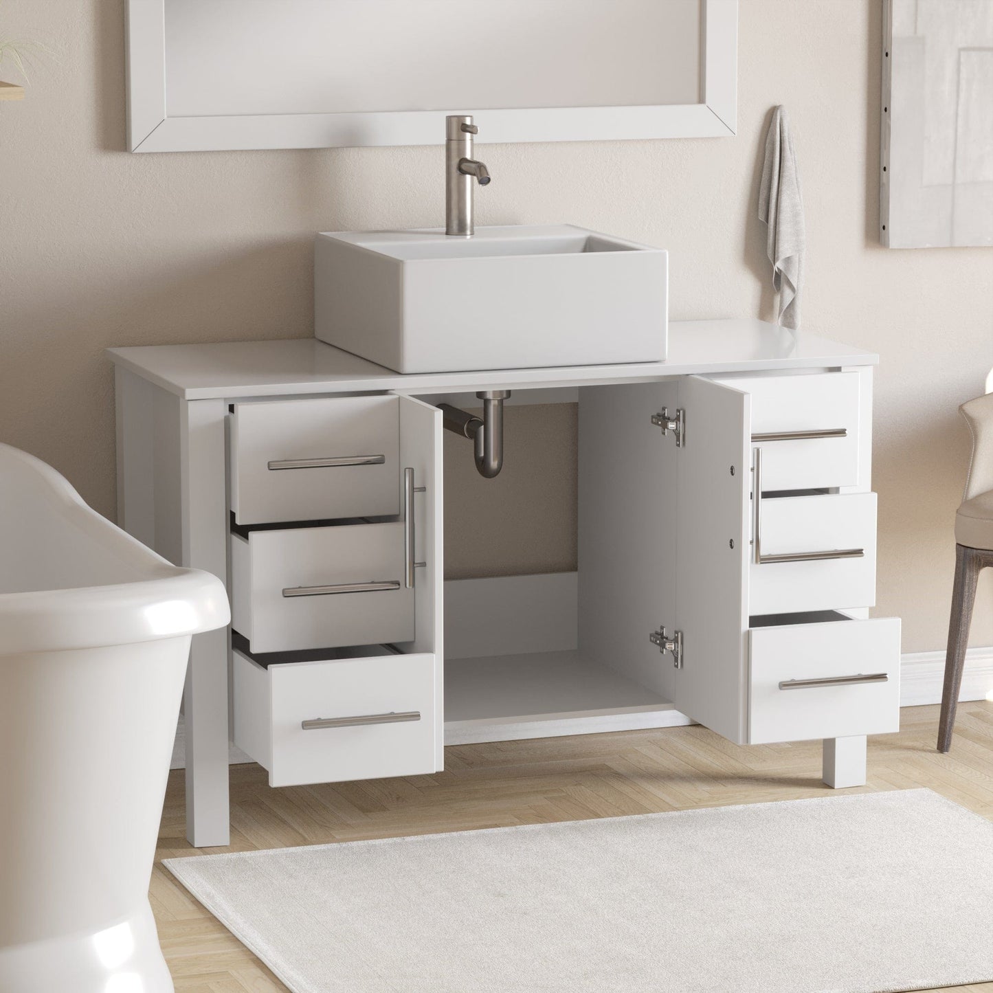Cambridge Plumbing Complete 48" White Vanity Set