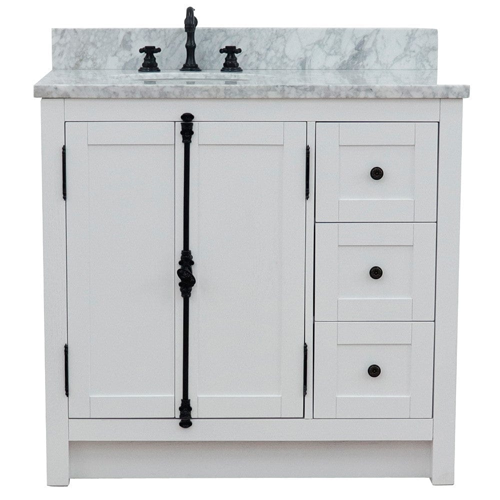 Bellaterra 37" Single vanity in Glacier Ash Finish - Left doors/Left Sink 400100-37L-GA