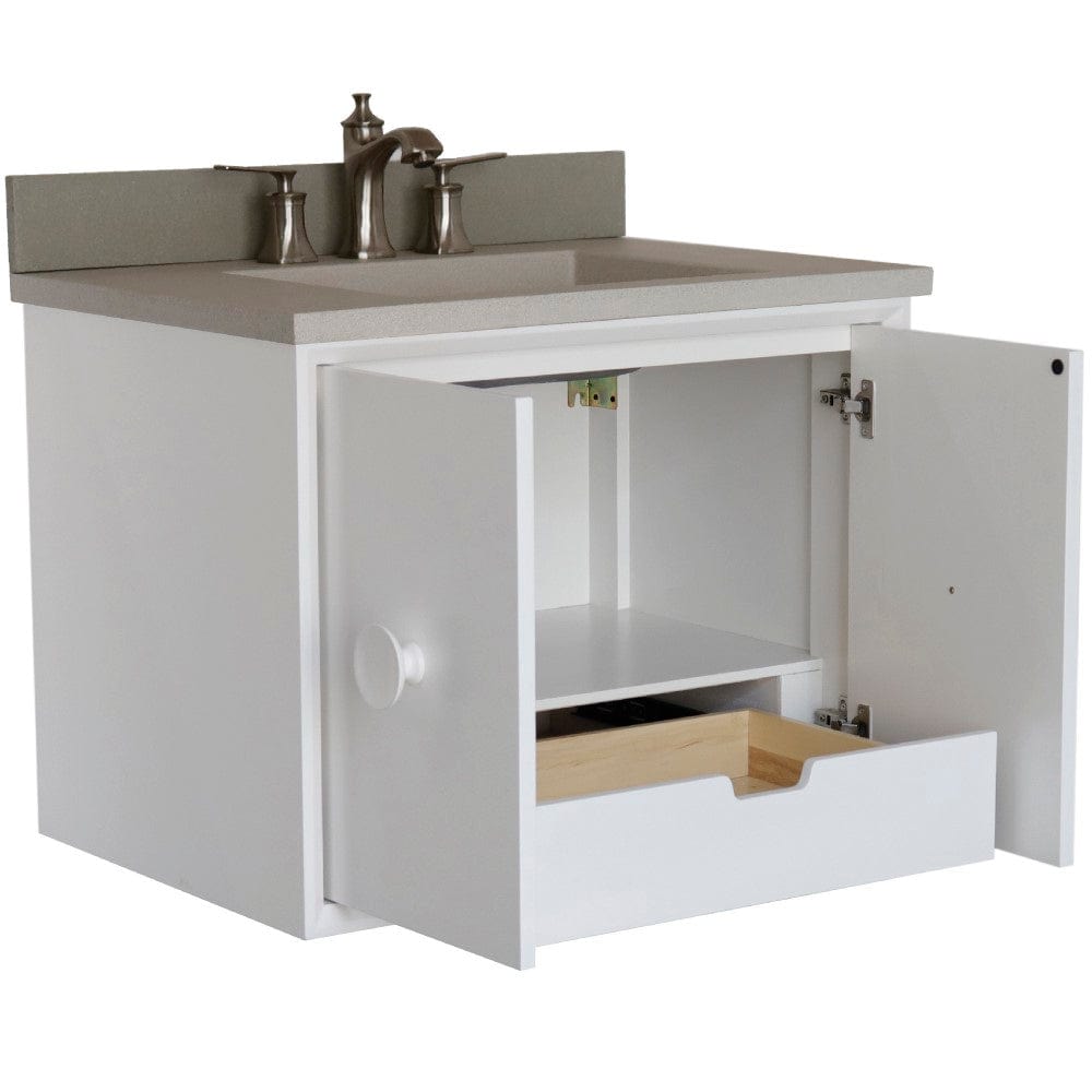 Bellaterra 31" Single Vanity in White Finish with Concrete Top and Rectangle Sink