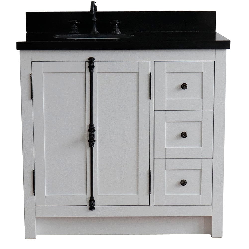 Bellaterra 37" Single vanity in Glacier Ash Finish - Left doors/Left Sink 400100-37L-GA