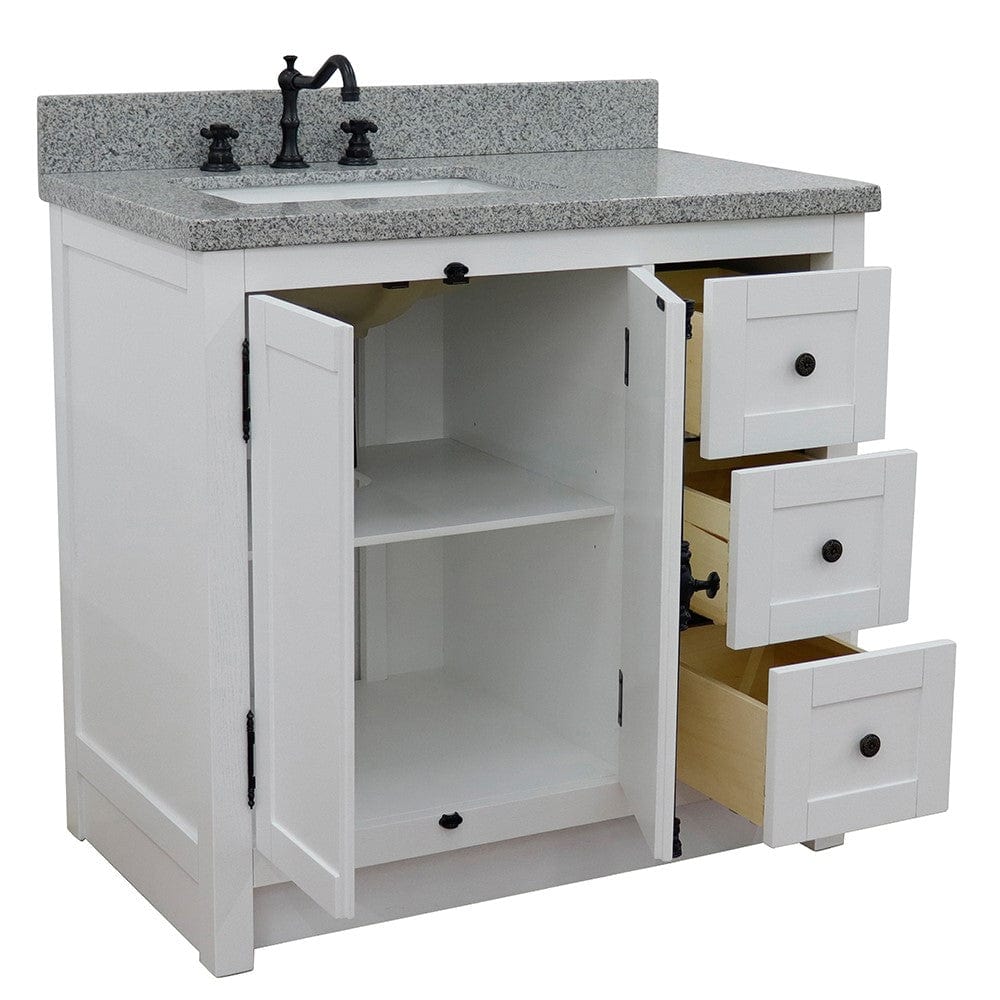 Bellaterra 37" Single vanity in Glacier Ash Finish - Left doors/Left Sink 400100-37L-GA