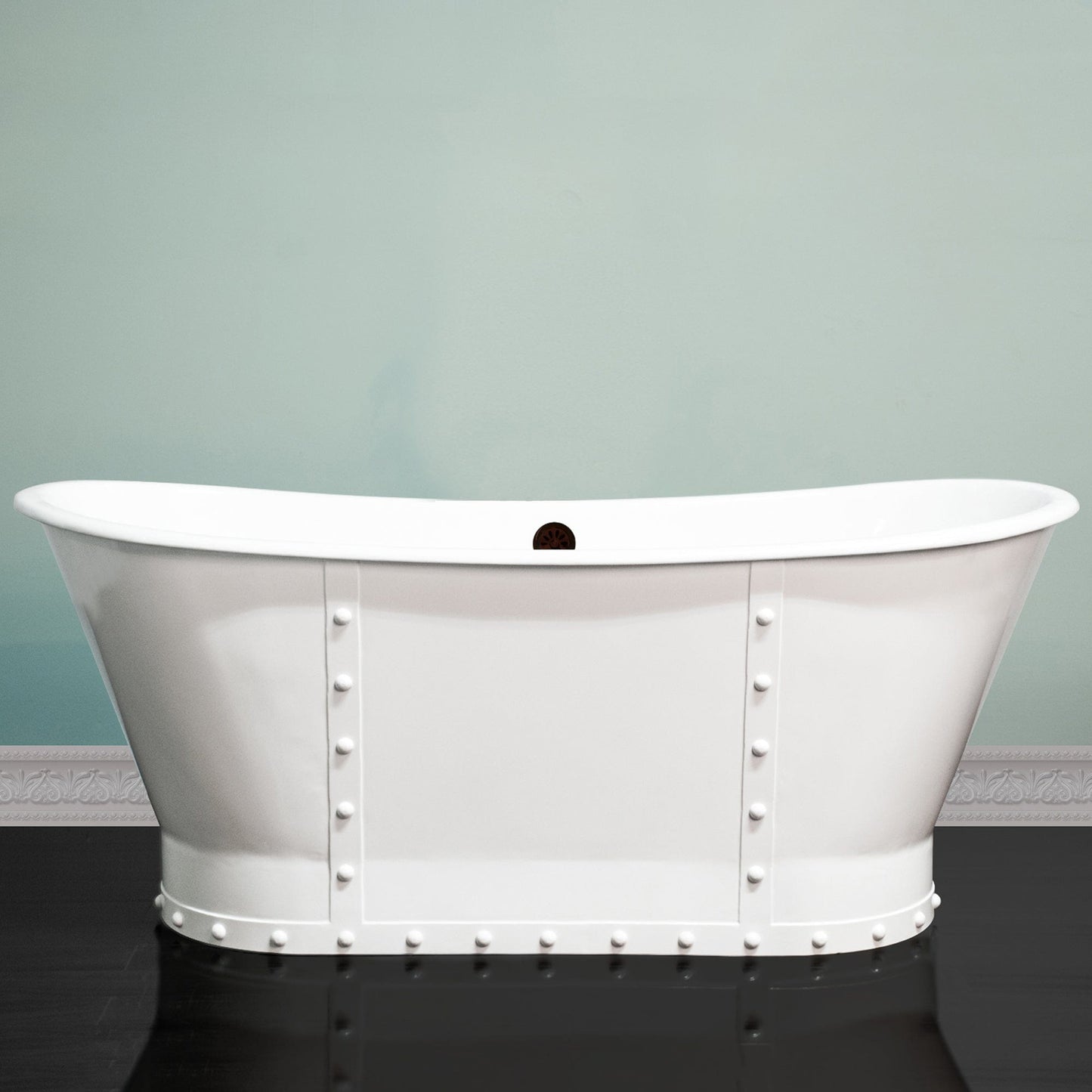Cambridge Plumbing Cast Iron Double Slipper Skirted Bathtub 27"D x 67"L x 28"H DES67-PED-NH