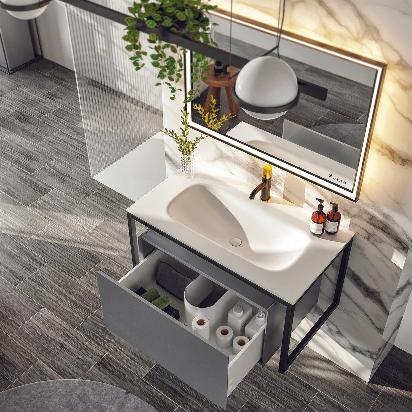 Eviva Modena 32 inch Wall Mounted Bathroom Vanity