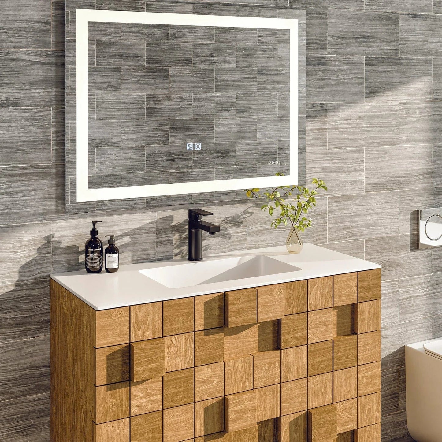 Eviva Mosaic Wall Mounted Oak Bathroom Vanity