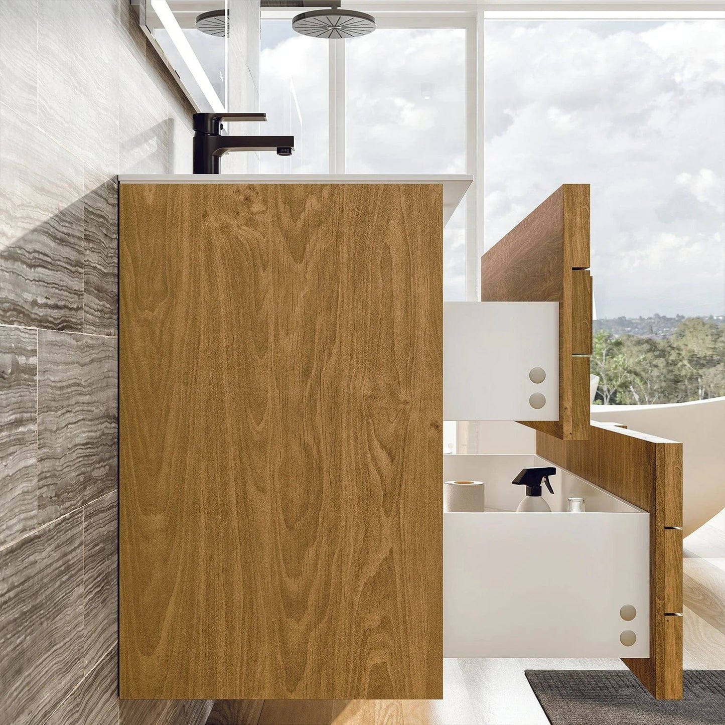 Eviva Mosaic Wall Mounted Oak Bathroom Vanity