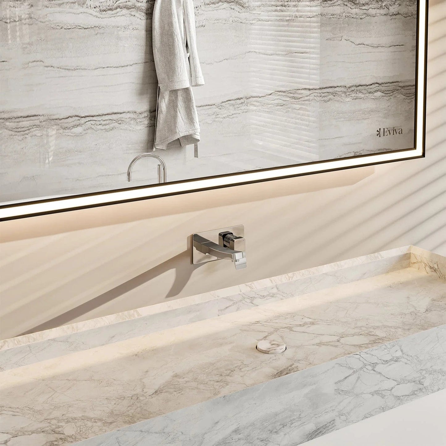 Eviva Fritti White Wall Mount Bathroom Vanity with Marble Basin