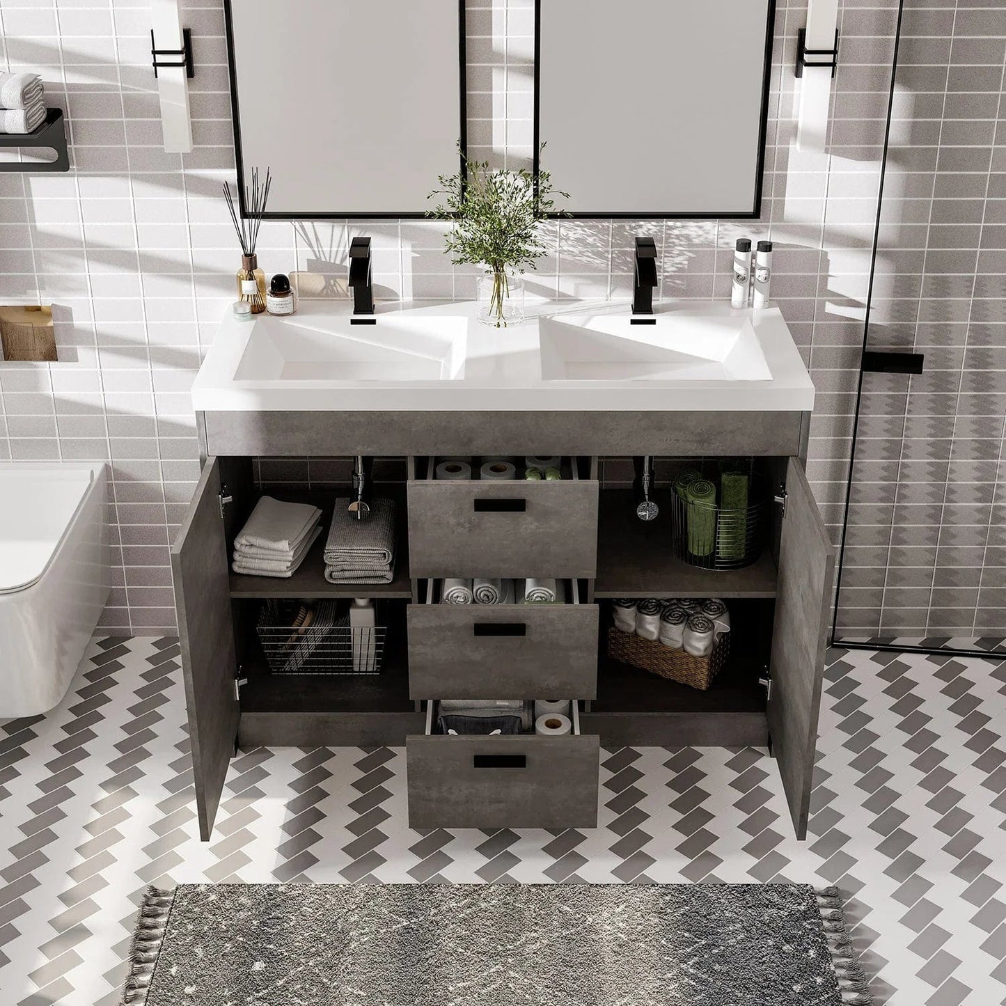 Eviva Lugano 48 inch Double Sink Bathroom Vanity