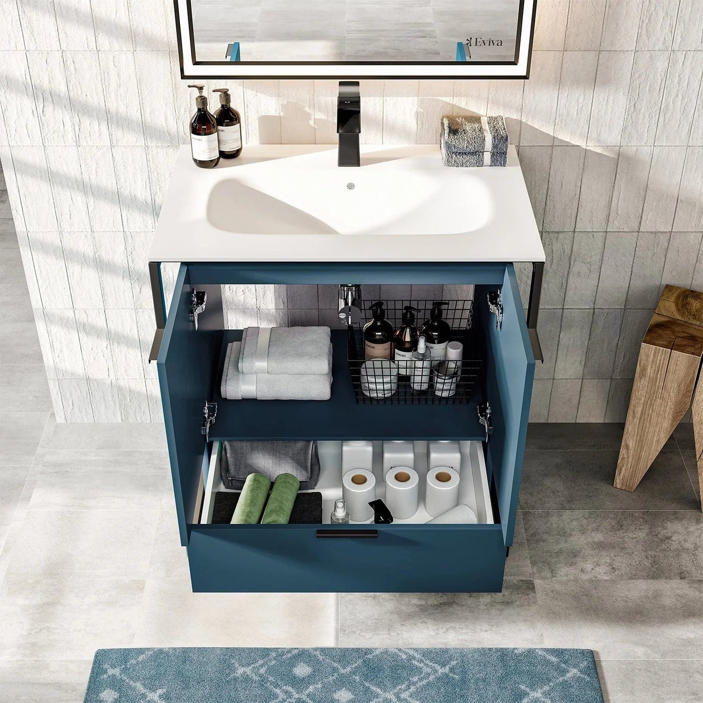 EVIVA Moma 24 Inch Bathroom Vanity with Black Metallic Legs