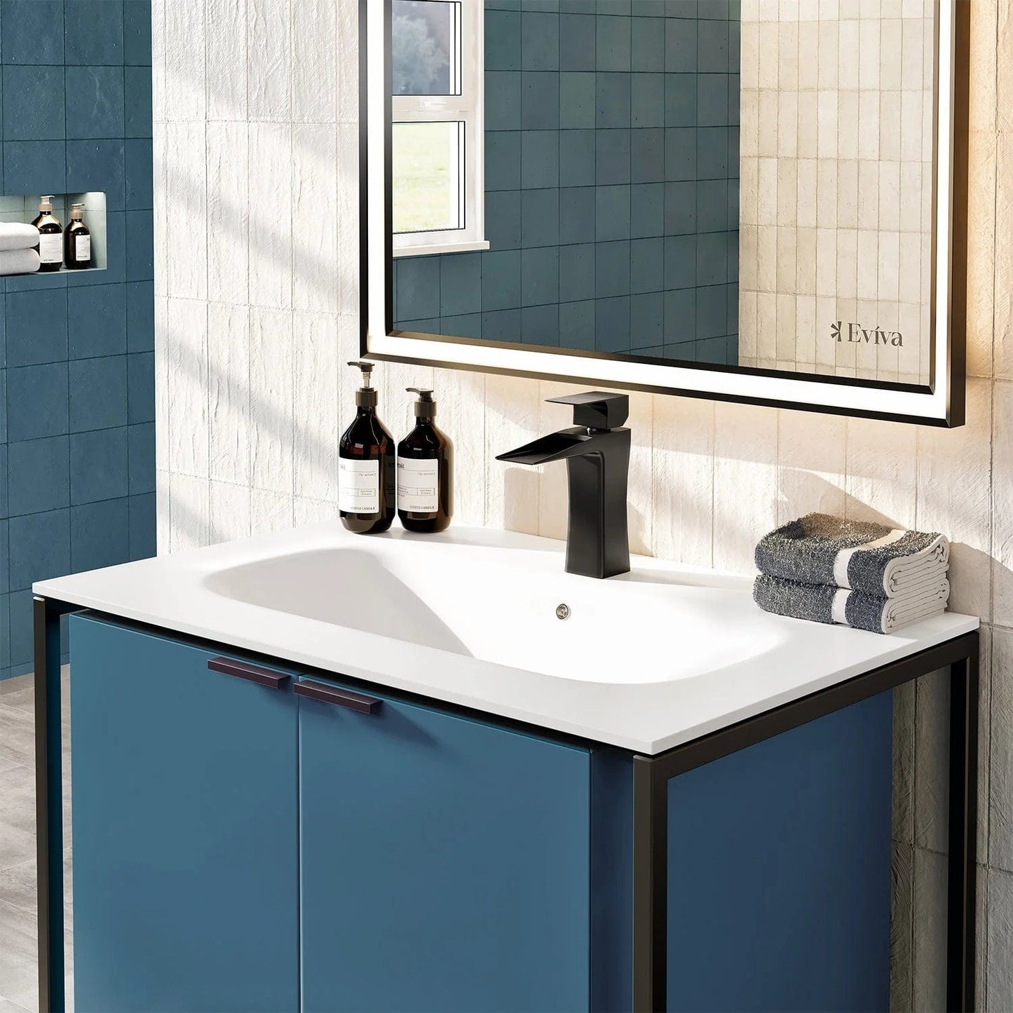 EVIVA Moma 24 Inch Bathroom Vanity with Black Metallic Legs
