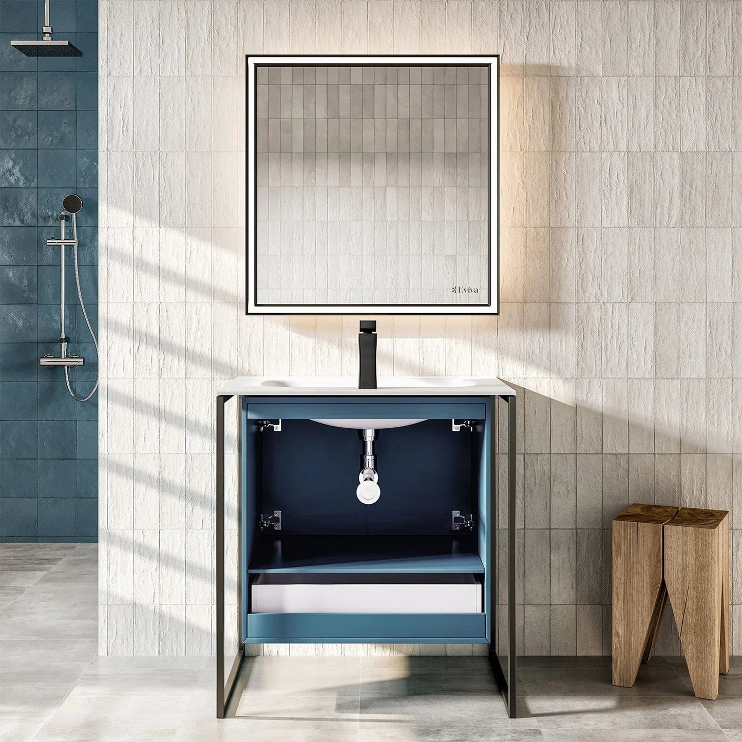 EVIVA Moma 24 Inch Bathroom Vanity with Black Metallic Legs