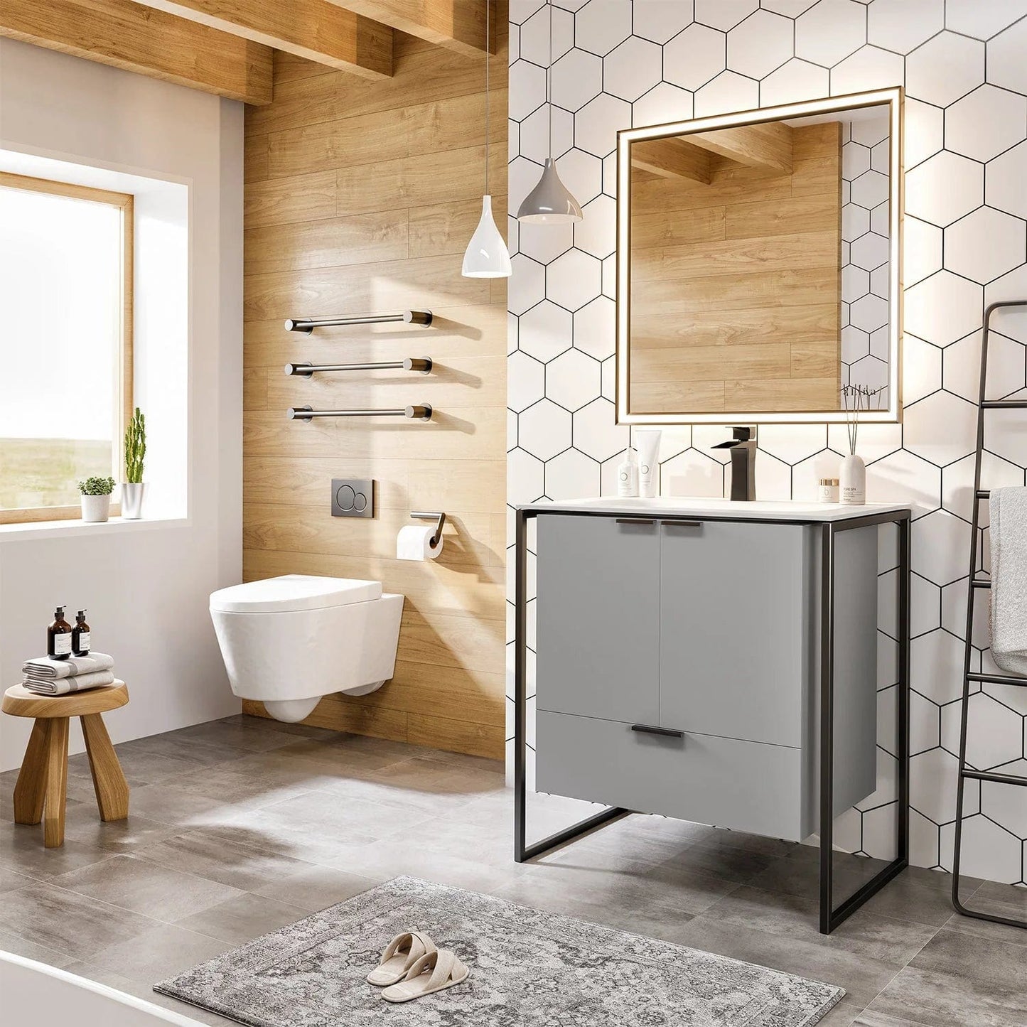 EVIVA Moma 24 Inch Bathroom Vanity with Black Metallic Legs
