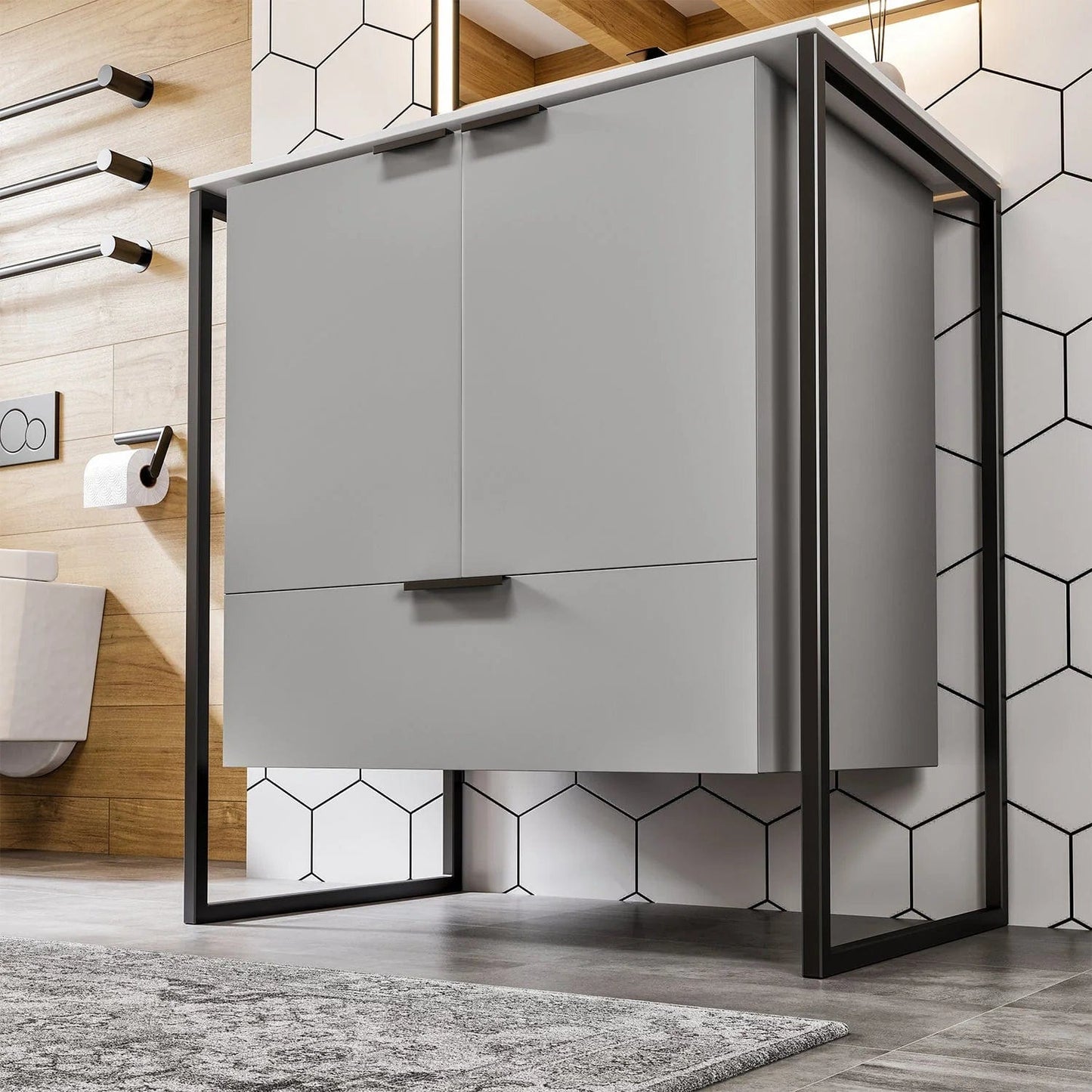 EVIVA Moma 24 Inch Bathroom Vanity with Black Metallic Legs