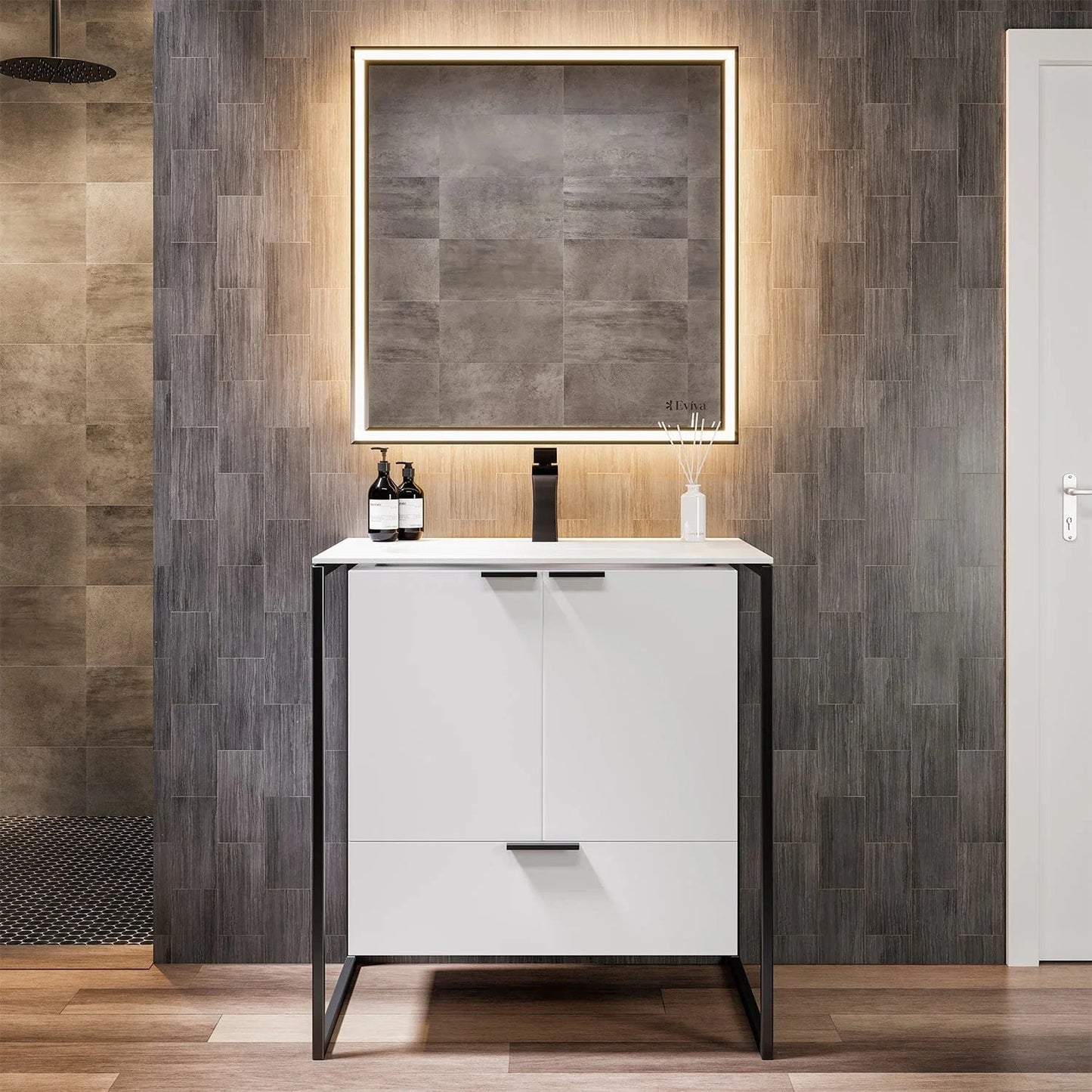 EVIVA Moma 24 Inch Bathroom Vanity with Black Metallic Legs