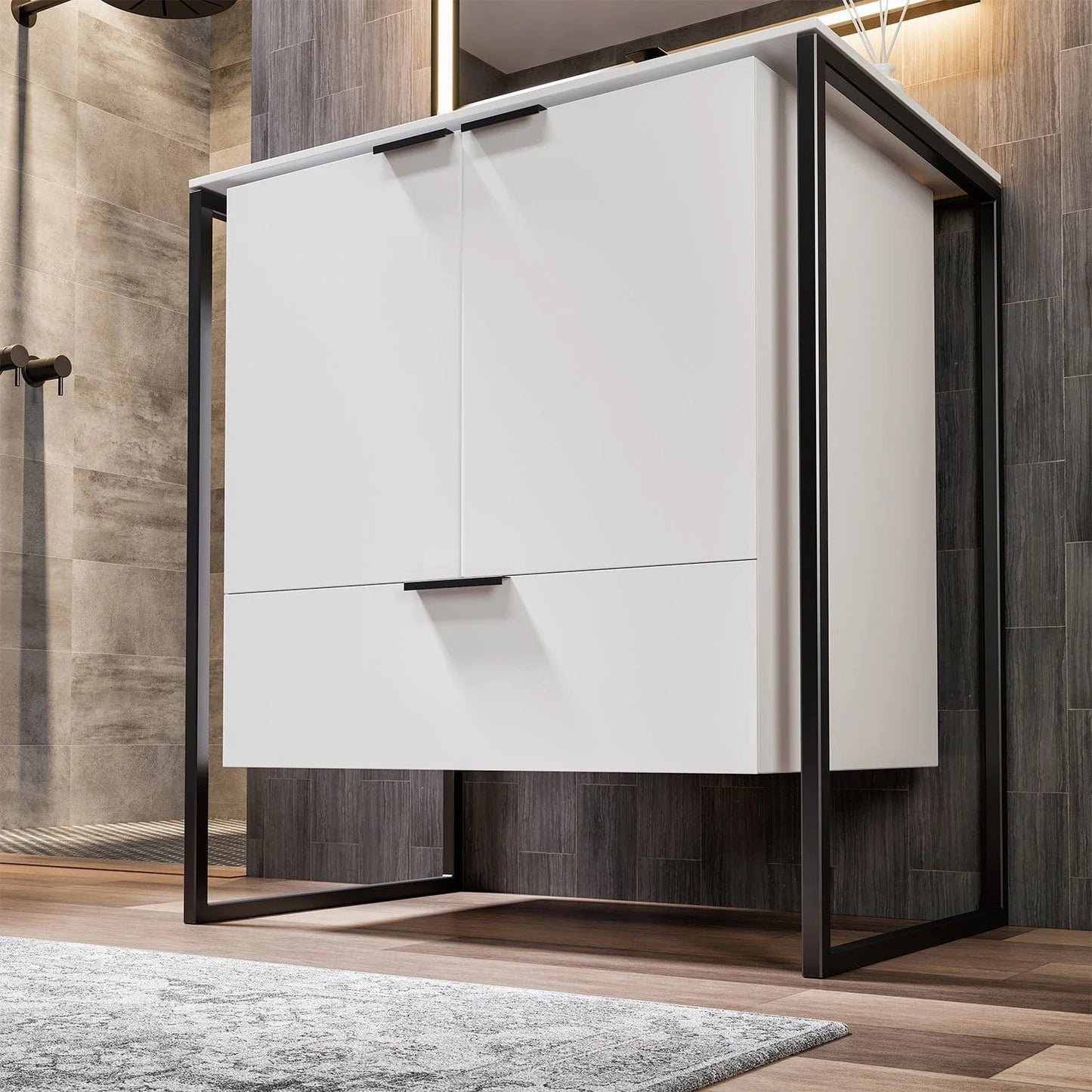 EVIVA Moma 24 Inch Bathroom Vanity with Black Metallic Legs