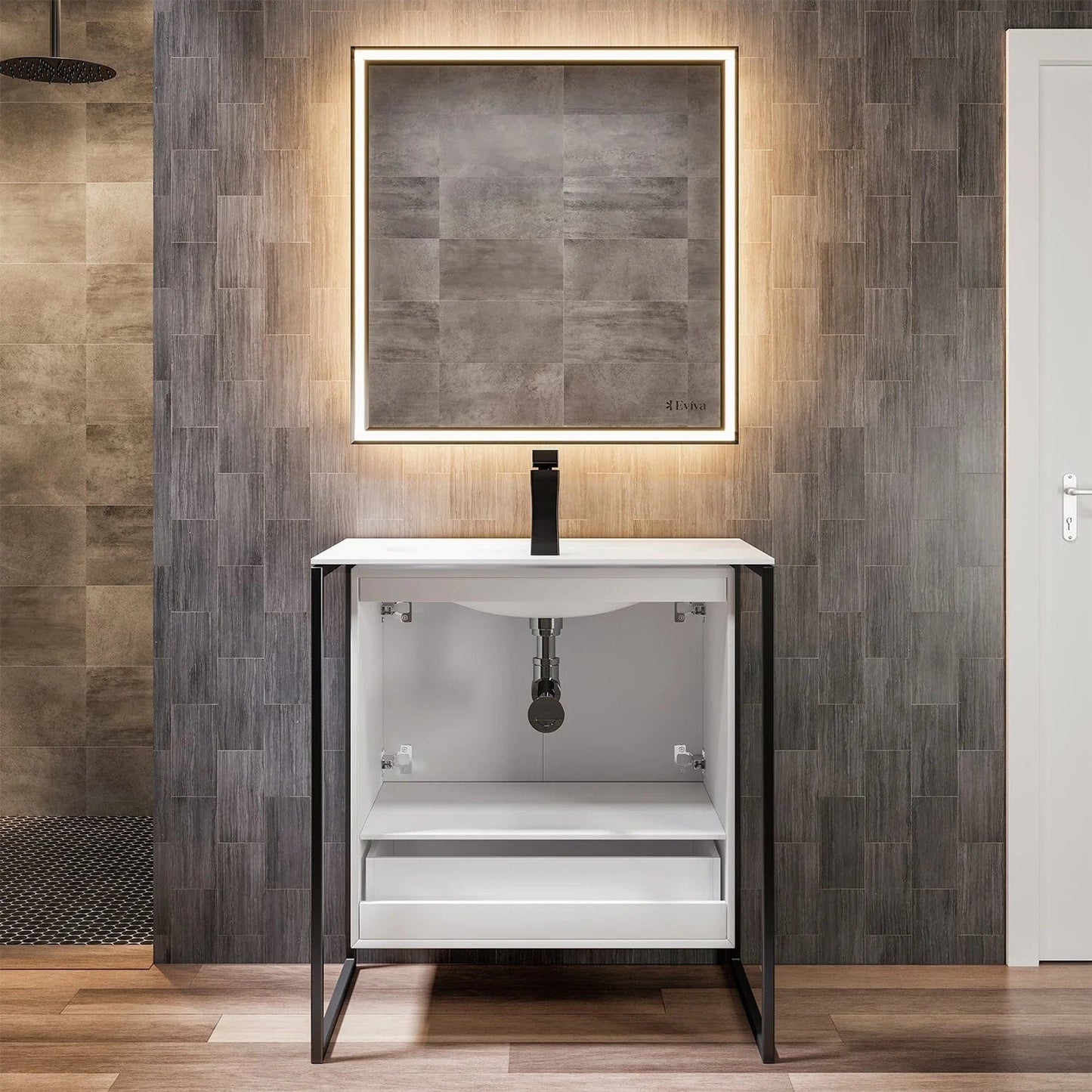 EVIVA Moma 24 Inch Bathroom Vanity with Black Metallic Legs