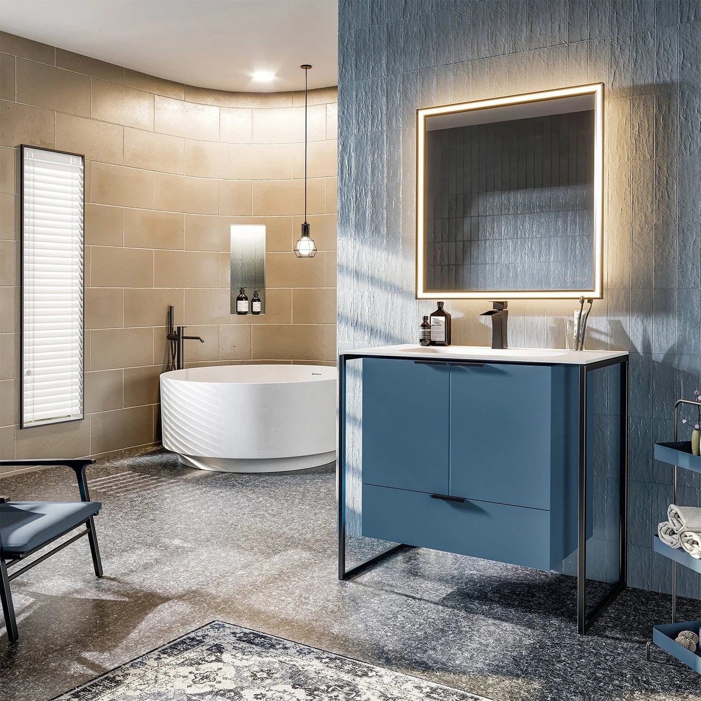 EVIVA Moma 32 Inch Bathroom Vanity with Black Metallic Legs