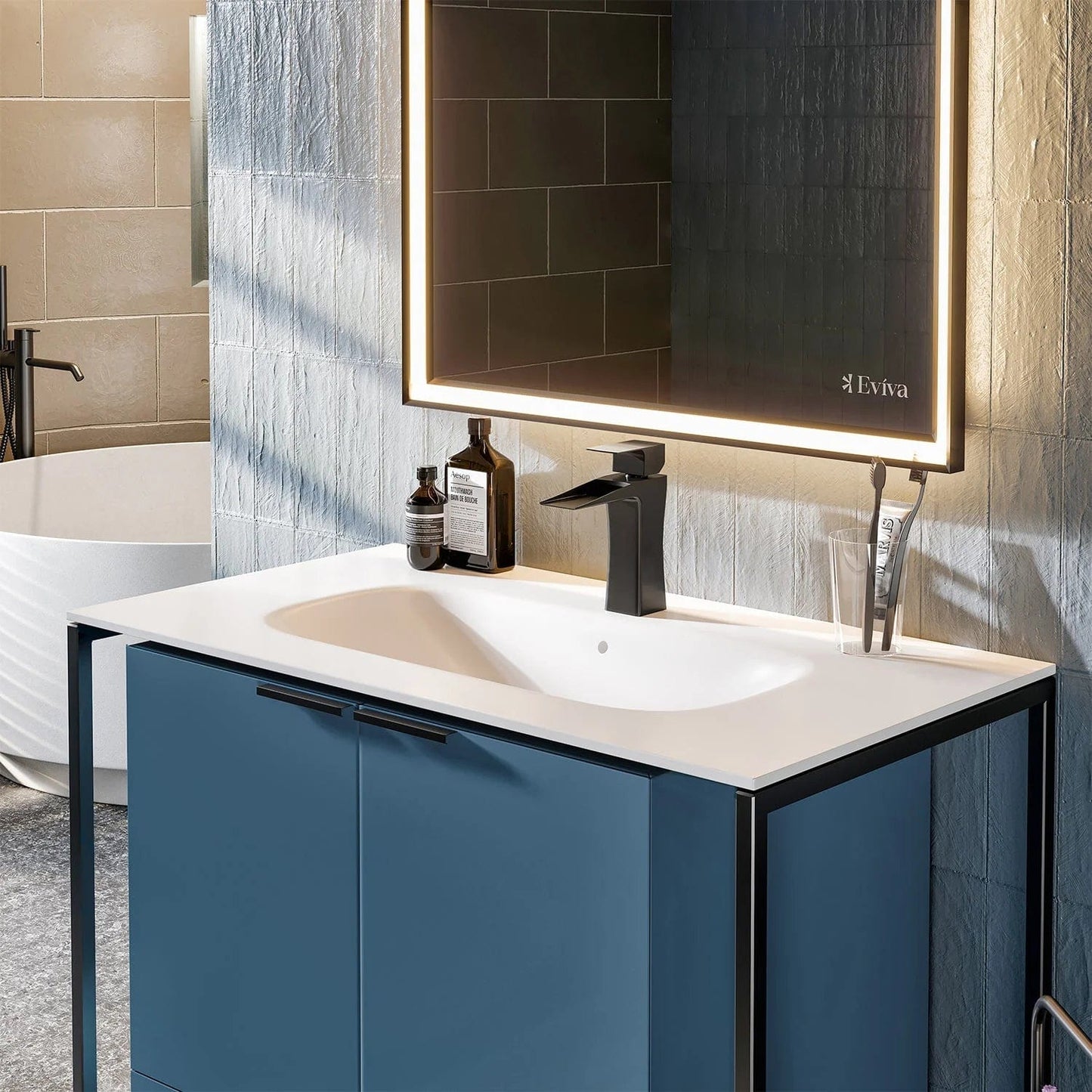 EVIVA Moma 32 Inch Bathroom Vanity with Black Metallic Legs