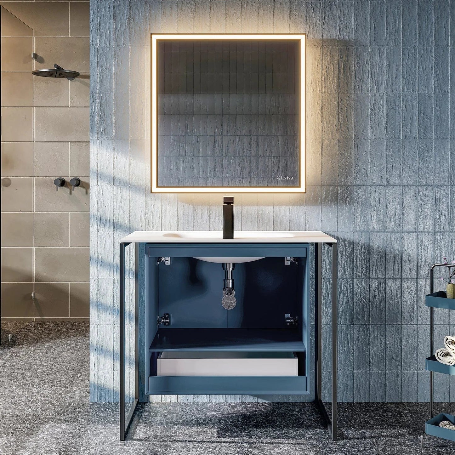 EVIVA Moma 32 Inch Bathroom Vanity with Black Metallic Legs