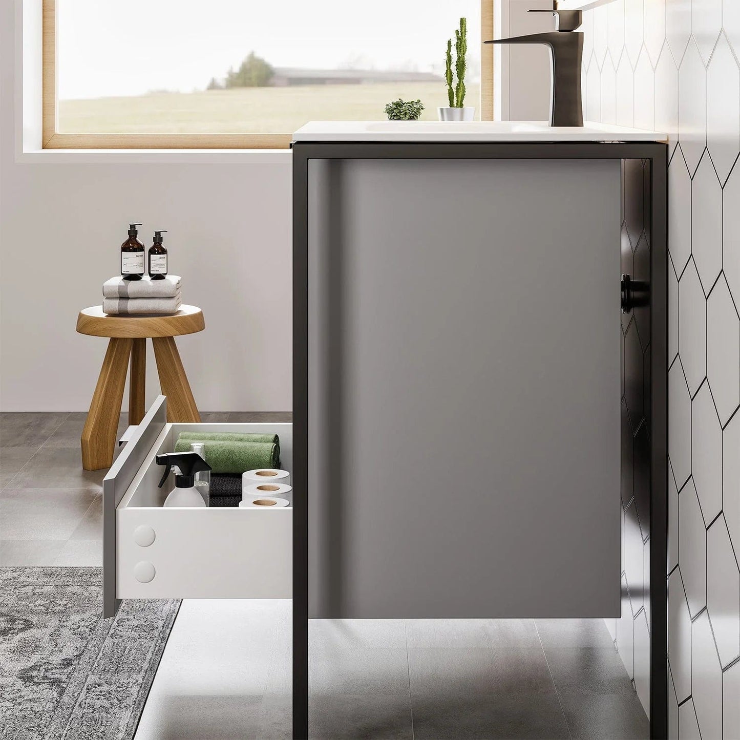 EVIVA Moma 32 Inch Bathroom Vanity with Black Metallic Legs