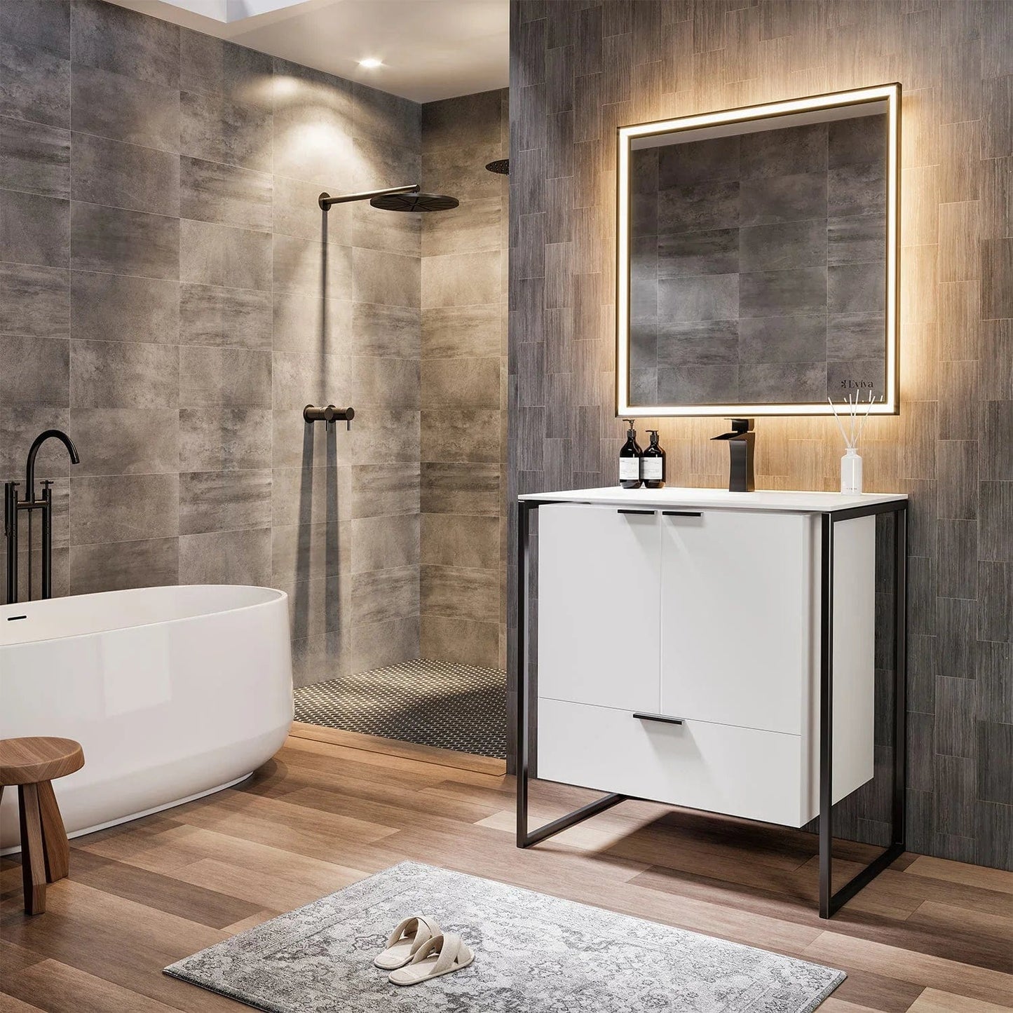 EVIVA Moma 32 Inch Bathroom Vanity with Black Metallic Legs
