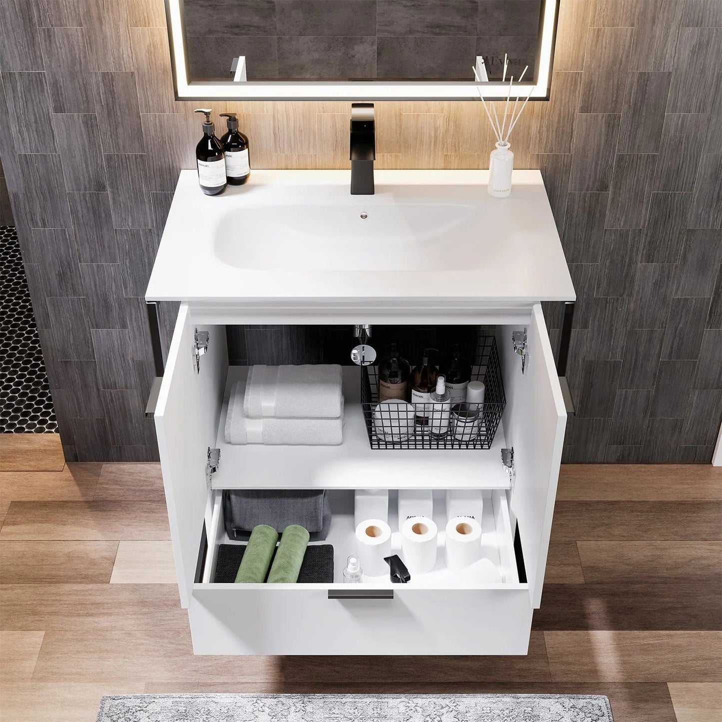 EVIVA Moma 32 Inch Bathroom Vanity with Black Metallic Legs