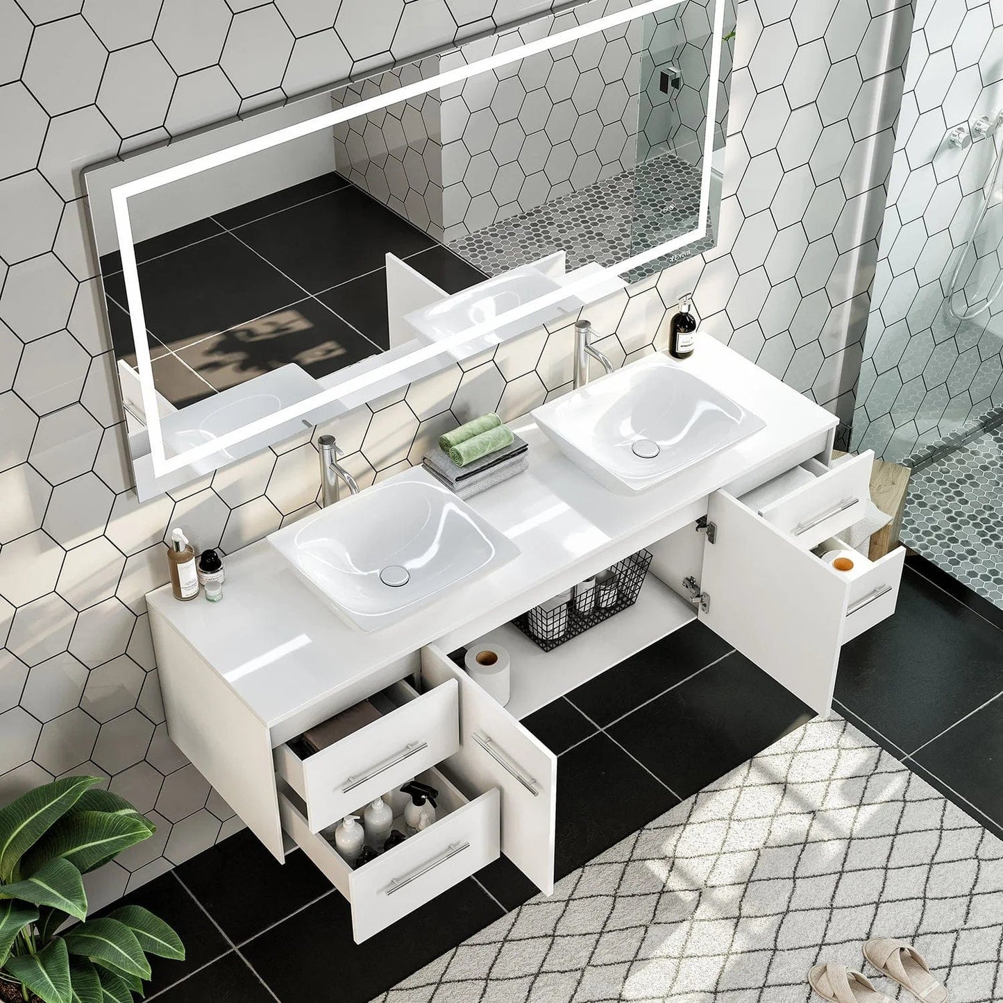 Eviva Totti Wave 72-Inch Double Sink Bathroom Vanity