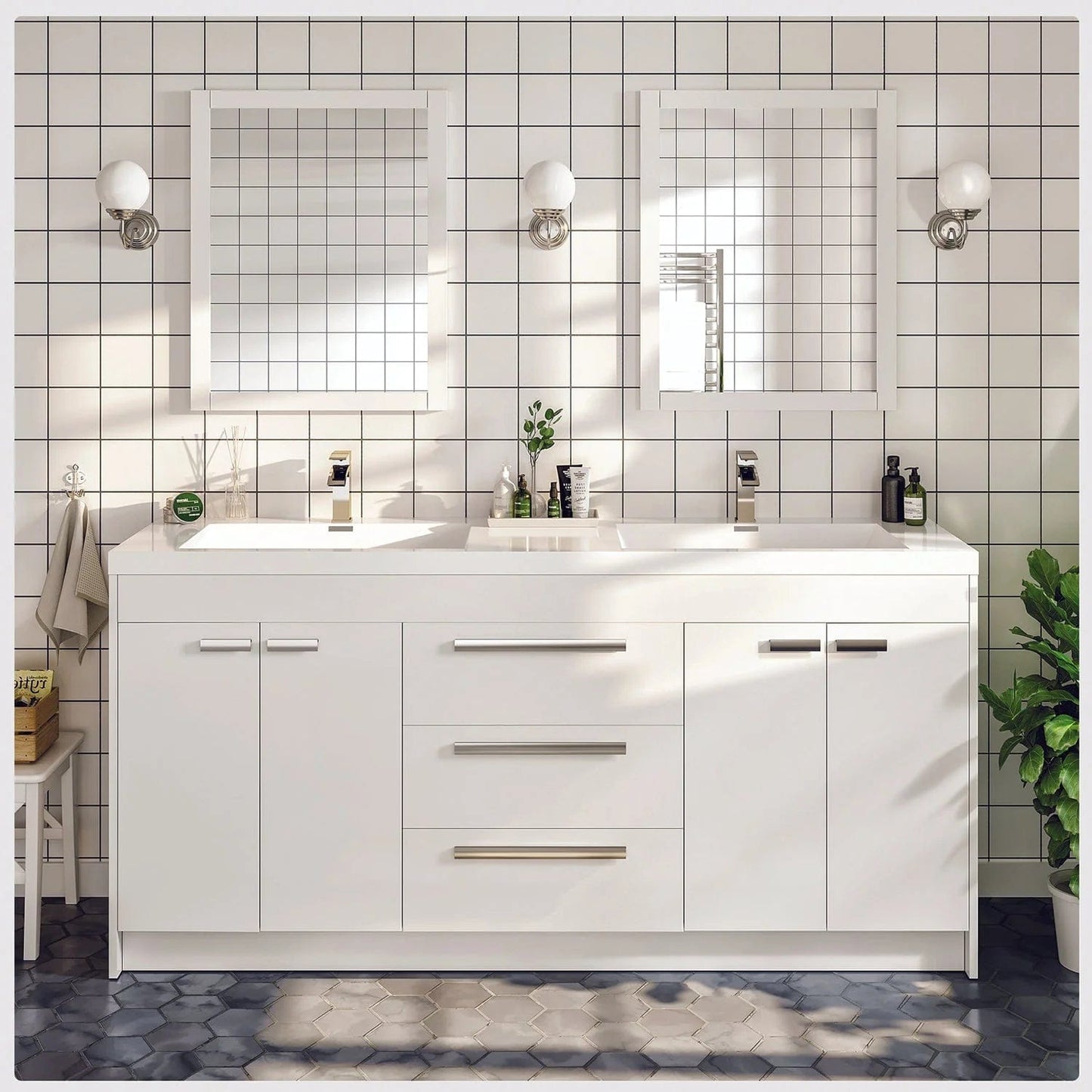 Eviva Lugano 72 inch Double Sink Bathroom Vanity