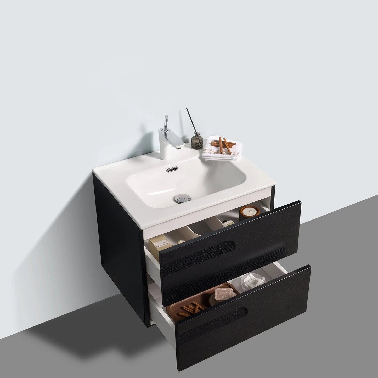 Eviva Joy 24" Wall Mount Bathroom Vanity w/ White Integrated Top