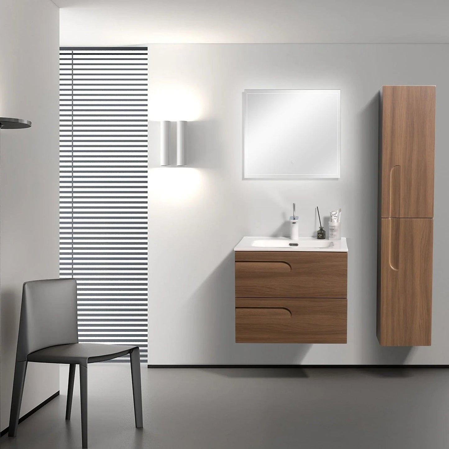 Eviva Joy 24" Wall Mount Bathroom Vanity w/ White Integrated Top