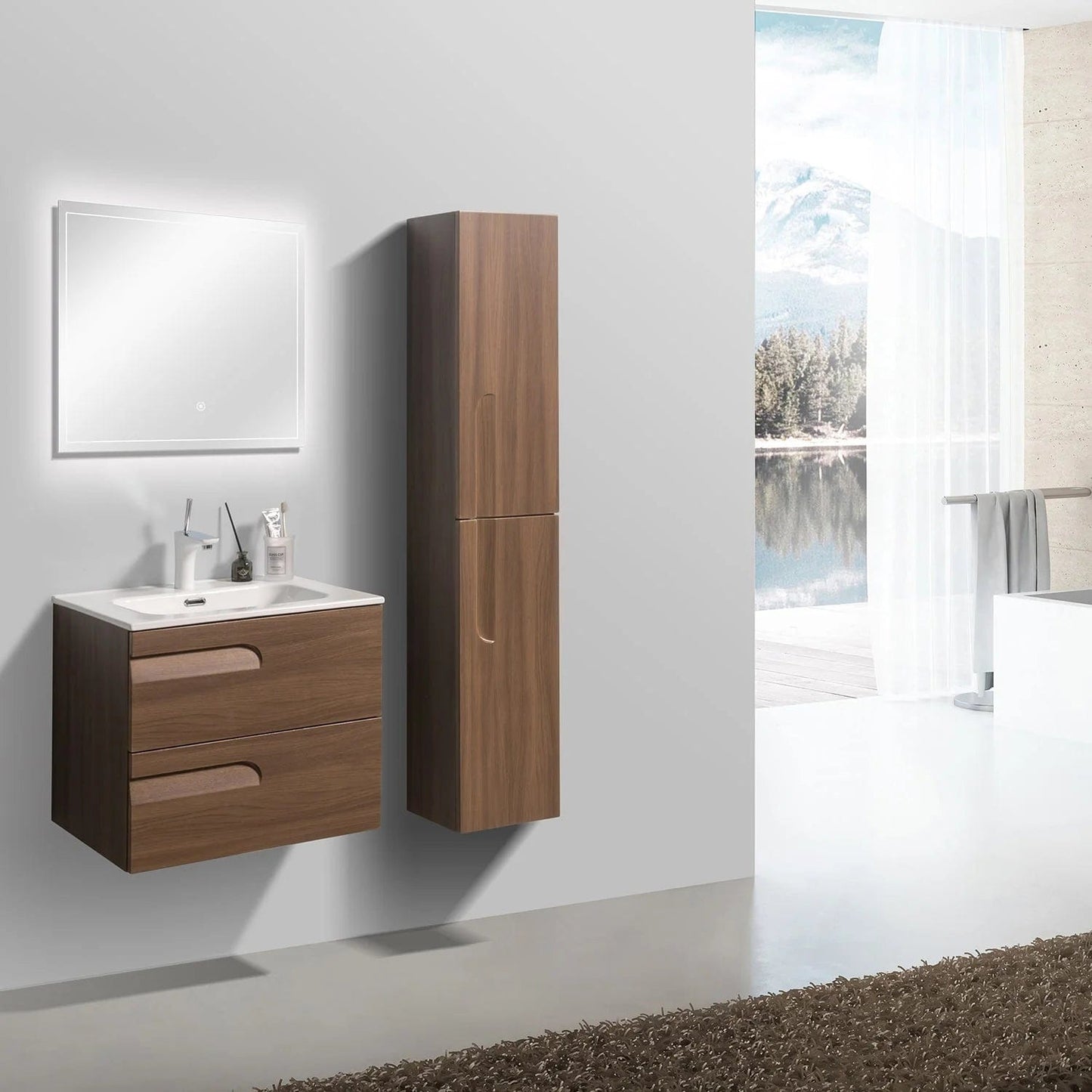 Eviva Joy 24" Wall Mount Bathroom Vanity w/ White Integrated Top
